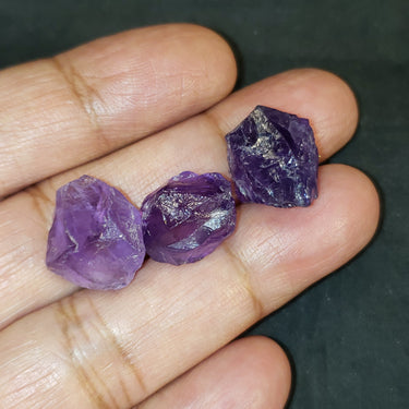 3Pcs Amethyst Rough LOT. Size range 16x13mm to 20x14mm